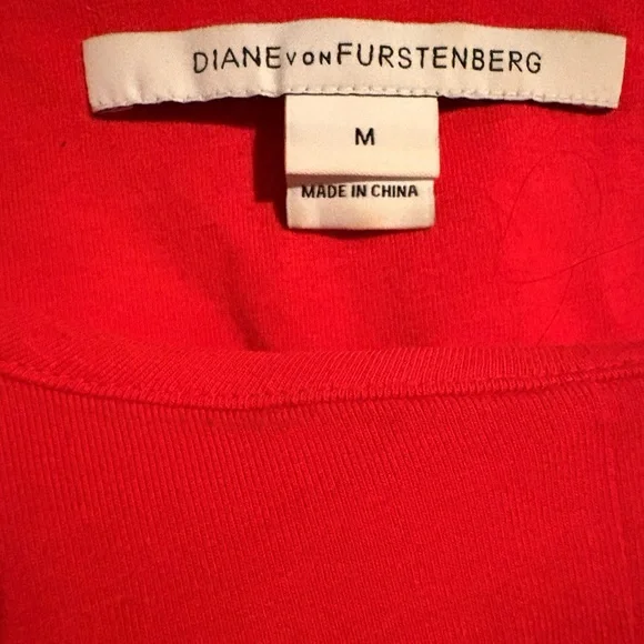 Diane Von Furstenberg Bright Red Elbow-Sleeve Midi Jersey Dress Meeson - Picture 5 of 9